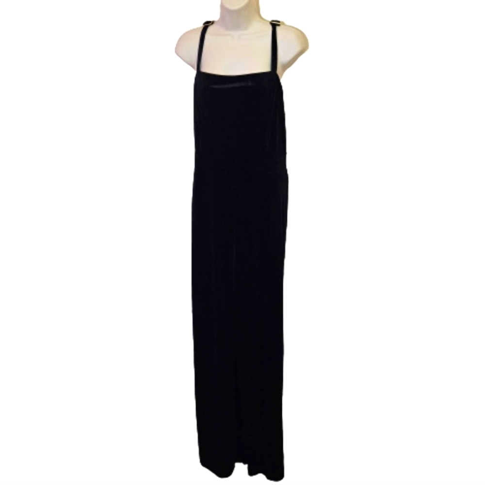 Forever 21 Black Velvet Sleeveless Wide Leg Jumpsuit, Size 2X Long, NWT